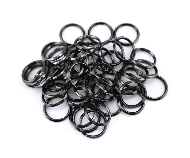 yueton 50pcs Gun Black Color Split Ring Chain Part for Car Home Keys Organization, Arts & Crafts, Lanyards - Image 1